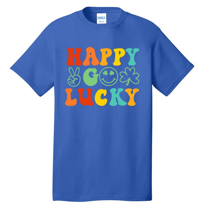 Happy Go Lucky Retro St Patrick's Day Shamrock Vintage Gift Tall T-Shirt