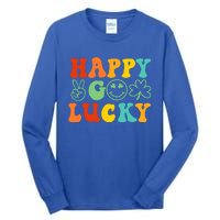 Happy Go Lucky Retro St Patrick's Day Shamrock Vintage Gift Tall Long Sleeve T-Shirt