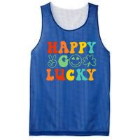 Happy Go Lucky Retro St Patrick's Day Shamrock Vintage Gift Mesh Reversible Basketball Jersey Tank