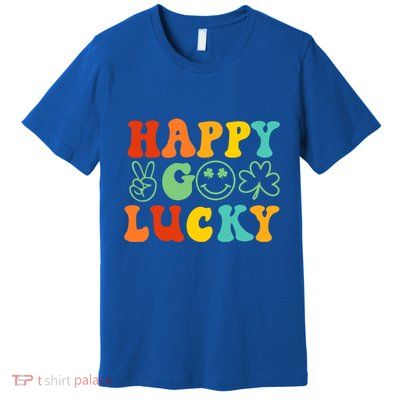 Happy Go Lucky Retro St Patrick's Day Shamrock Vintage Gift Premium T-Shirt
