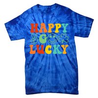 Happy Go Lucky Retro St Patrick's Day Shamrock Vintage Gift Tie-Dye T-Shirt