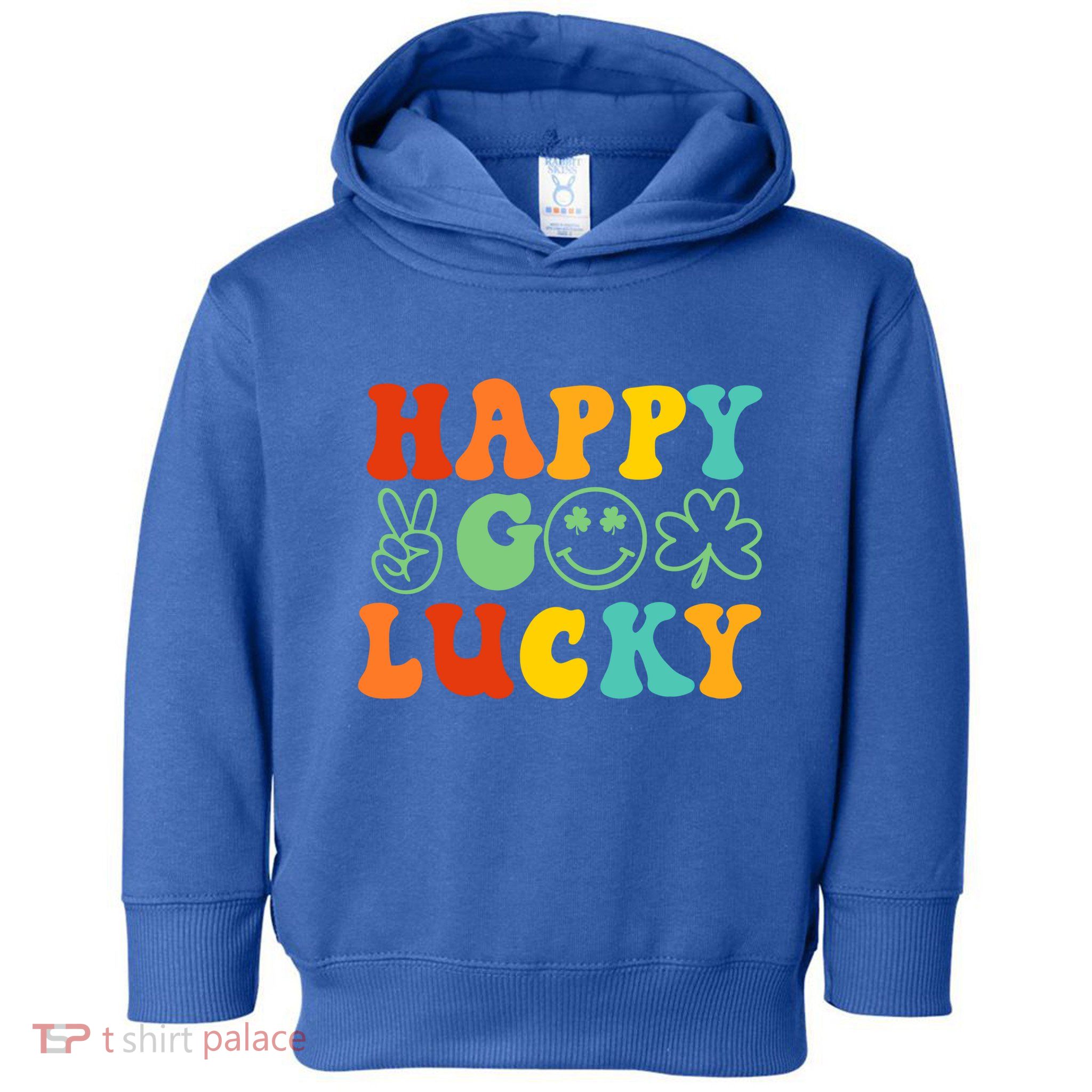 Happy Go Lucky Retro St Patrick's Day Shamrock Vintage Gift Toddler Hoodie