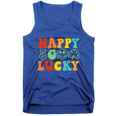 Happy Go Lucky Retro St Patrick's Day Shamrock Vintage Gift Tank Top