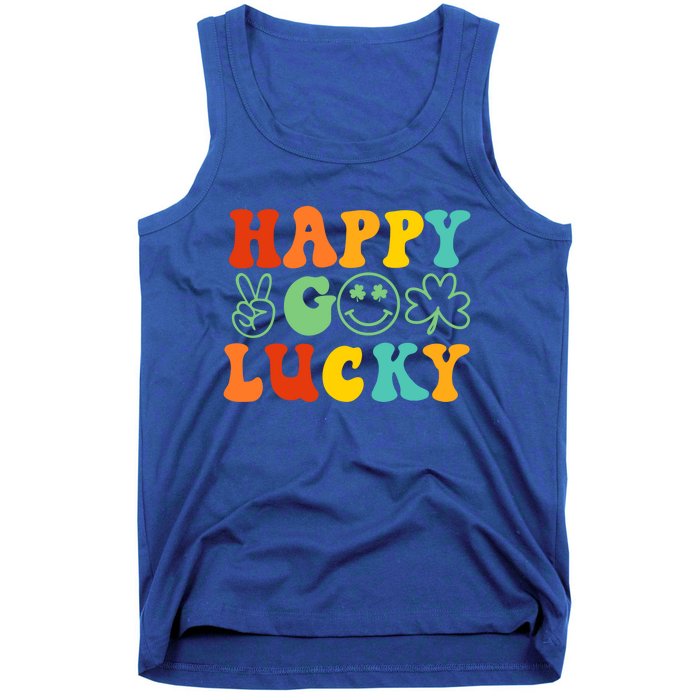 Happy Go Lucky Retro St Patrick's Day Shamrock Vintage Gift Tank Top