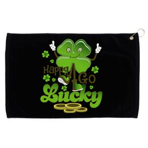 Happy Go Lucky Shamrock Funny Saint Patrick's Day Gift Grommeted Golf Towel