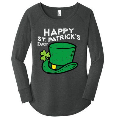 Happy Go Lucky St Patricks Day Leprechaun Hat Women's Perfect Tri Tunic Long Sleeve Shirt