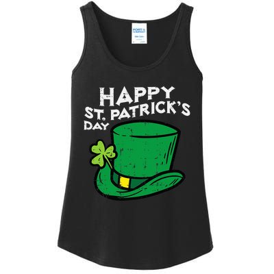 Happy Go Lucky St Patricks Day Leprechaun Hat Ladies Essential Tank