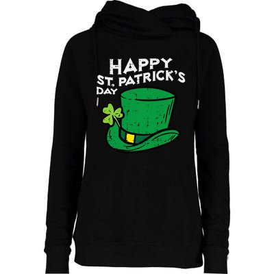 Happy Go Lucky St Patricks Day Leprechaun Hat Womens Funnel Neck Pullover Hood