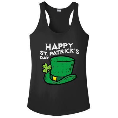 Happy Go Lucky St Patricks Day Leprechaun Hat Ladies PosiCharge Competitor Racerback Tank