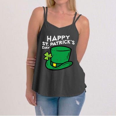 Happy Go Lucky St Patricks Day Leprechaun Hat Women's Strappy Tank