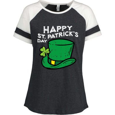 Happy Go Lucky St Patricks Day Leprechaun Hat Enza Ladies Jersey Colorblock Tee