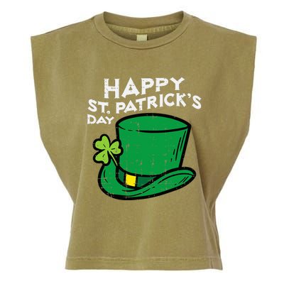 Happy Go Lucky St Patricks Day Leprechaun Hat Garment-Dyed Women's Muscle Tee