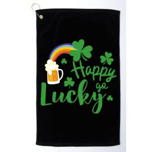 Happy Go Lucky Shamrock Funny St Patrick's Day Meaningful Gift Platinum Collection Golf Towel