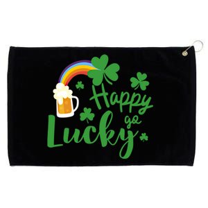 Happy Go Lucky Shamrock Funny St Patrick's Day Meaningful Gift Grommeted Golf Towel