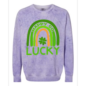 Happy Go Lucky Shamrock St Patrick's Day Meaningful Gift Colorblast Crewneck Sweatshirt