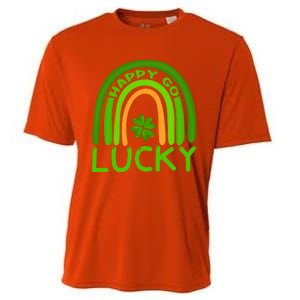 Happy Go Lucky Shamrock St Patrick's Day Meaningful Gift Cooling Performance Crew T-Shirt