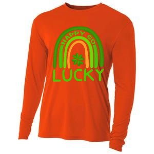 Happy Go Lucky Shamrock St Patrick's Day Meaningful Gift Cooling Performance Long Sleeve Crew