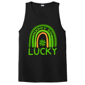 Happy Go Lucky Shamrock St Patrick's Day Meaningful Gift PosiCharge Competitor Tank