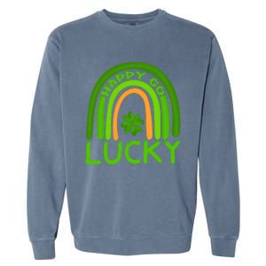 Happy Go Lucky Shamrock St Patrick's Day Meaningful Gift Garment-Dyed Sweatshirt