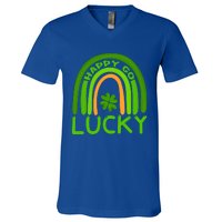 Happy Go Lucky Shamrock St Patrick's Day Meaningful Gift V-Neck T-Shirt