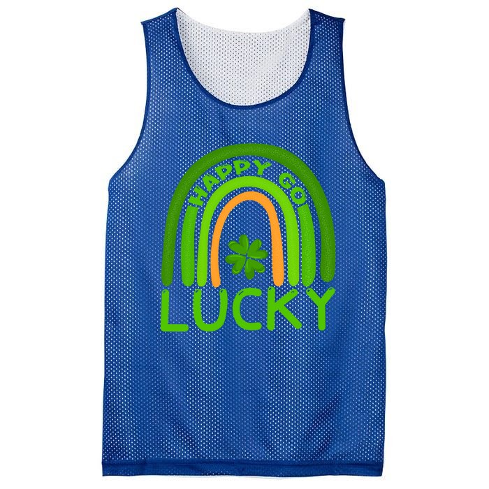 Happy Go Lucky Shamrock St Patrick's Day Meaningful Gift Mesh Reversible Basketball Jersey Tank