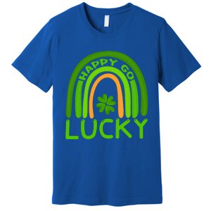 Happy Go Lucky Shamrock St Patrick's Day Meaningful Gift Premium T-Shirt