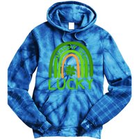 Happy Go Lucky Shamrock St Patrick's Day Meaningful Gift Tie Dye Hoodie