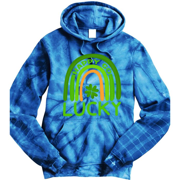 Happy Go Lucky Shamrock St Patrick's Day Meaningful Gift Tie Dye Hoodie