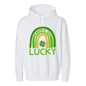 Happy Go Lucky Shamrock St Patrick's Day Meaningful Gift Garment-Dyed Fleece Hoodie