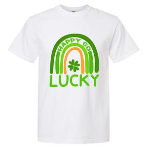 Happy Go Lucky Shamrock St Patrick's Day Meaningful Gift Garment-Dyed Heavyweight T-Shirt