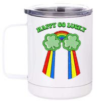 Happy Go Lucky Rainbow Shamrock Irish St. Patrick's Day 12 oz Stainless Steel Tumbler Cup