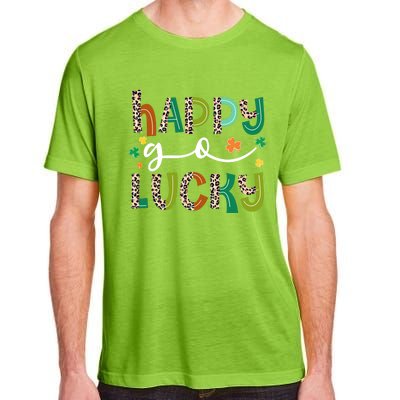 Happy Go Lucky St Patricks Day Leopard Lucky Clover Shamrock Cool Gift Adult ChromaSoft Performance T-Shirt