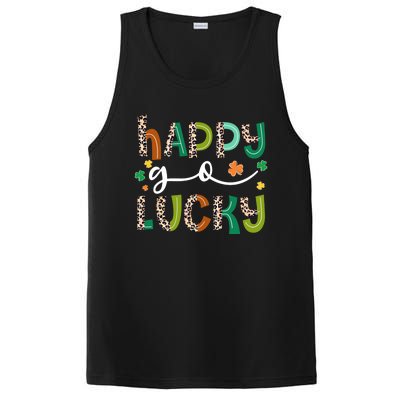 Happy Go Lucky St Patricks Day Leopard Lucky Clover Shamrock Cool Gift PosiCharge Competitor Tank