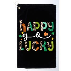 Happy Go Lucky St Patricks Day Leopard Lucky Clover Shamrock Cool Gift Platinum Collection Golf Towel