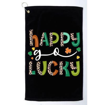 Happy Go Lucky St Patricks Day Leopard Lucky Clover Shamrock Cool Gift Platinum Collection Golf Towel