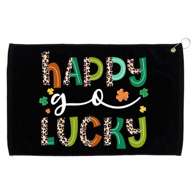 Happy Go Lucky St Patricks Day Leopard Lucky Clover Shamrock Cool Gift Grommeted Golf Towel