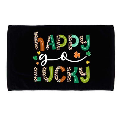 Happy Go Lucky St Patricks Day Leopard Lucky Clover Shamrock Cool Gift Microfiber Hand Towel