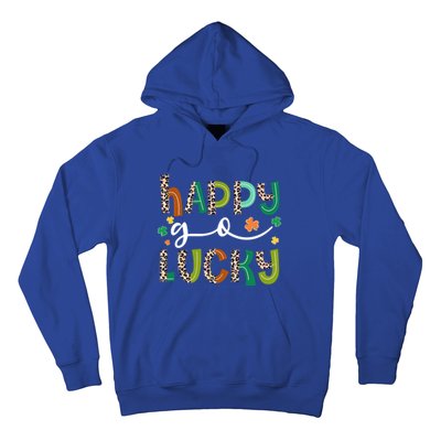 Happy Go Lucky St Patricks Day Leopard Lucky Clover Shamrock Cool Gift Hoodie