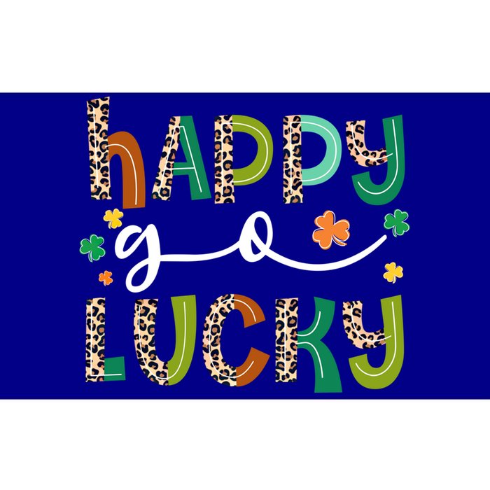 Happy Go Lucky St Patricks Day Leopard Lucky Clover Shamrock Cool Gift Bumper Sticker