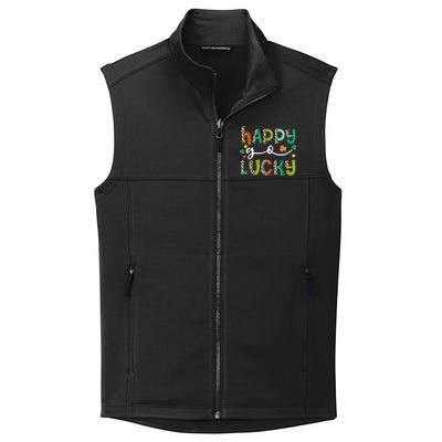 Happy Go Lucky St Patricks Day Leopard Lucky Clover Shamrock Cool Gift Collective Smooth Fleece Vest