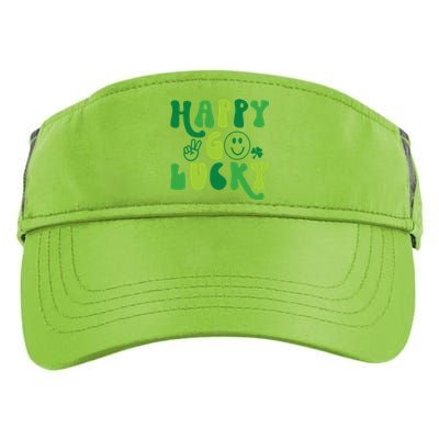 Happy Go Lucky St Patricks Day Smile Lucky Clover Shamrock Meaningful Gift Adult Drive Performance Visor