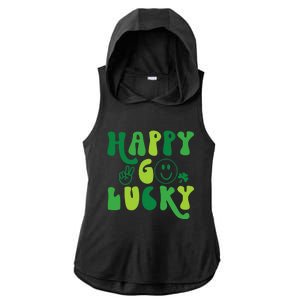 Happy Go Lucky St Patricks Day Smile Lucky Clover Shamrock Meaningful Gift Ladies PosiCharge Tri-Blend Wicking Draft Hoodie Tank