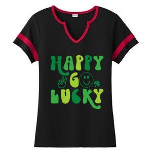 Happy Go Lucky St Patricks Day Smile Lucky Clover Shamrock Meaningful Gift Ladies Halftime Notch Neck Tee