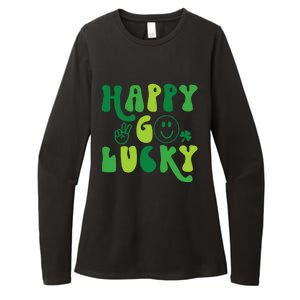 Happy Go Lucky St Patricks Day Smile Lucky Clover Shamrock Meaningful Gift Womens CVC Long Sleeve Shirt