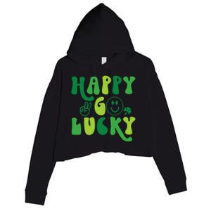 Happy Go Lucky St Patricks Day Smile Lucky Clover Shamrock Meaningful Gift Crop Fleece Hoodie