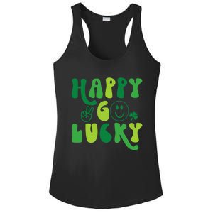 Happy Go Lucky St Patricks Day Smile Lucky Clover Shamrock Meaningful Gift Ladies PosiCharge Competitor Racerback Tank