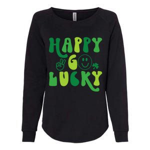 Happy Go Lucky St Patricks Day Smile Lucky Clover Shamrock Meaningful Gift Womens California Wash Sweatshirt