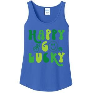 Happy Go Lucky St Patricks Day Smile Lucky Clover Shamrock Meaningful Gift Ladies Essential Tank