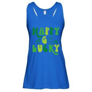 Happy Go Lucky St Patricks Day Smile Lucky Clover Shamrock Meaningful Gift Ladies Essential Flowy Tank