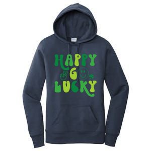 Happy Go Lucky St Patricks Day Smile Lucky Clover Shamrock Meaningful Gift Women's Pullover Hoodie